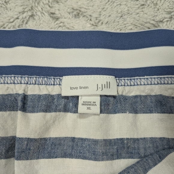 J. Jill Skort Women's XL Blue White Stripe Love Linen Maxi Side Button Nautical - Picture 5 of 8